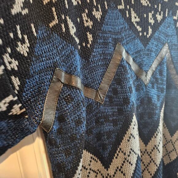 Vintage Cosby Sweater Mens Large Black 90s Geometric Academia Retro Grandpa - Picture 4 of 9